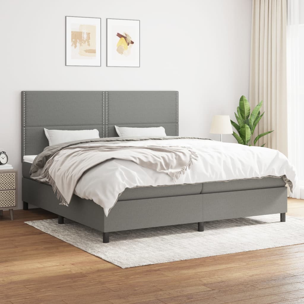 Boxspringbett Mit Matratze Stoff Dunkelgrau