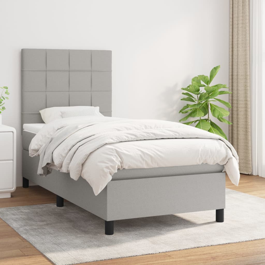 Boxspringbett Mit Matratze Stoff Hellgrau