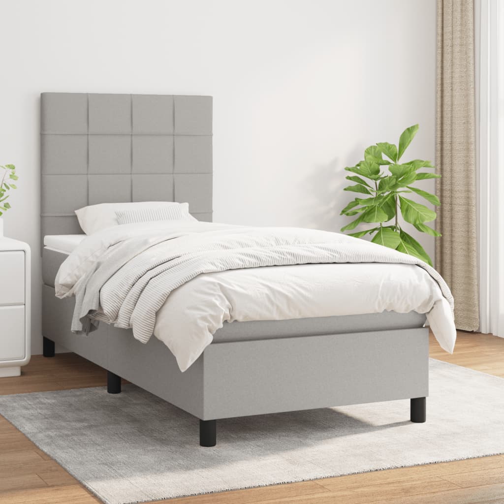 Boxspringbett Mit Matratze Stoff Hellgrau