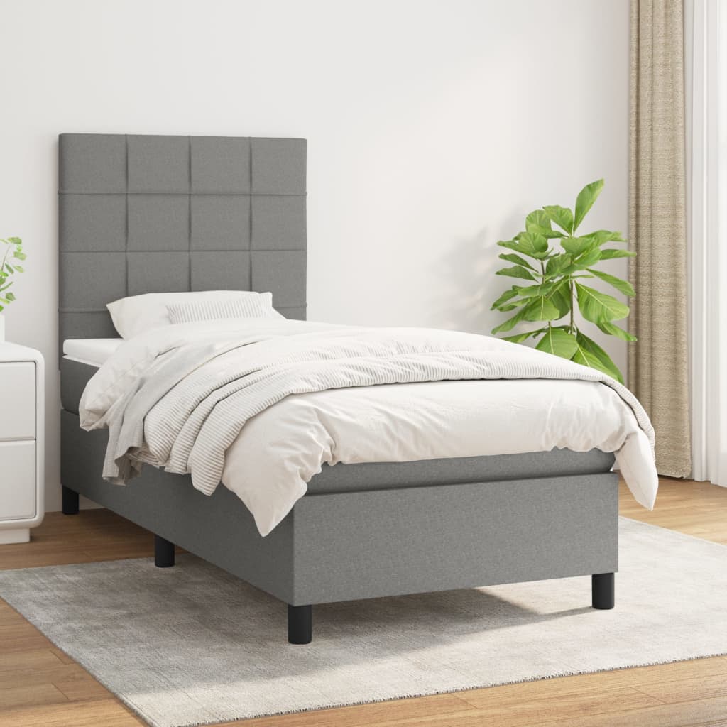 Boxspringbett Mit Matratze Stoff Dunkelgrau