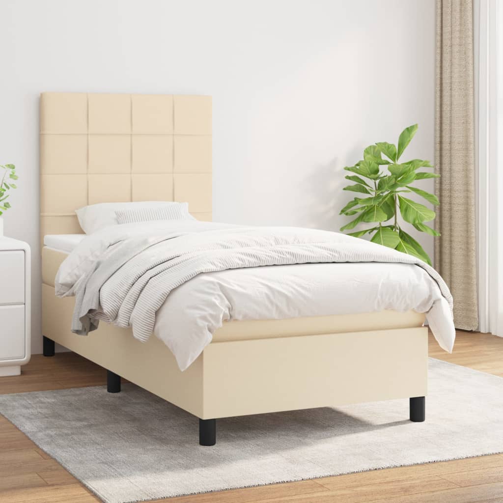 Boxspringbett Mit Matratze Stoff Creme