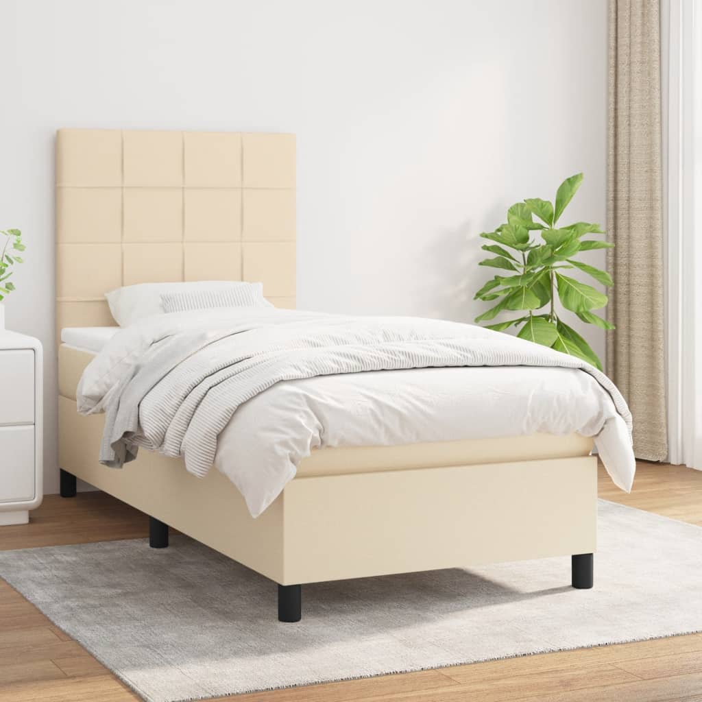 Boxspringbett Mit Matratze Stoff Creme
