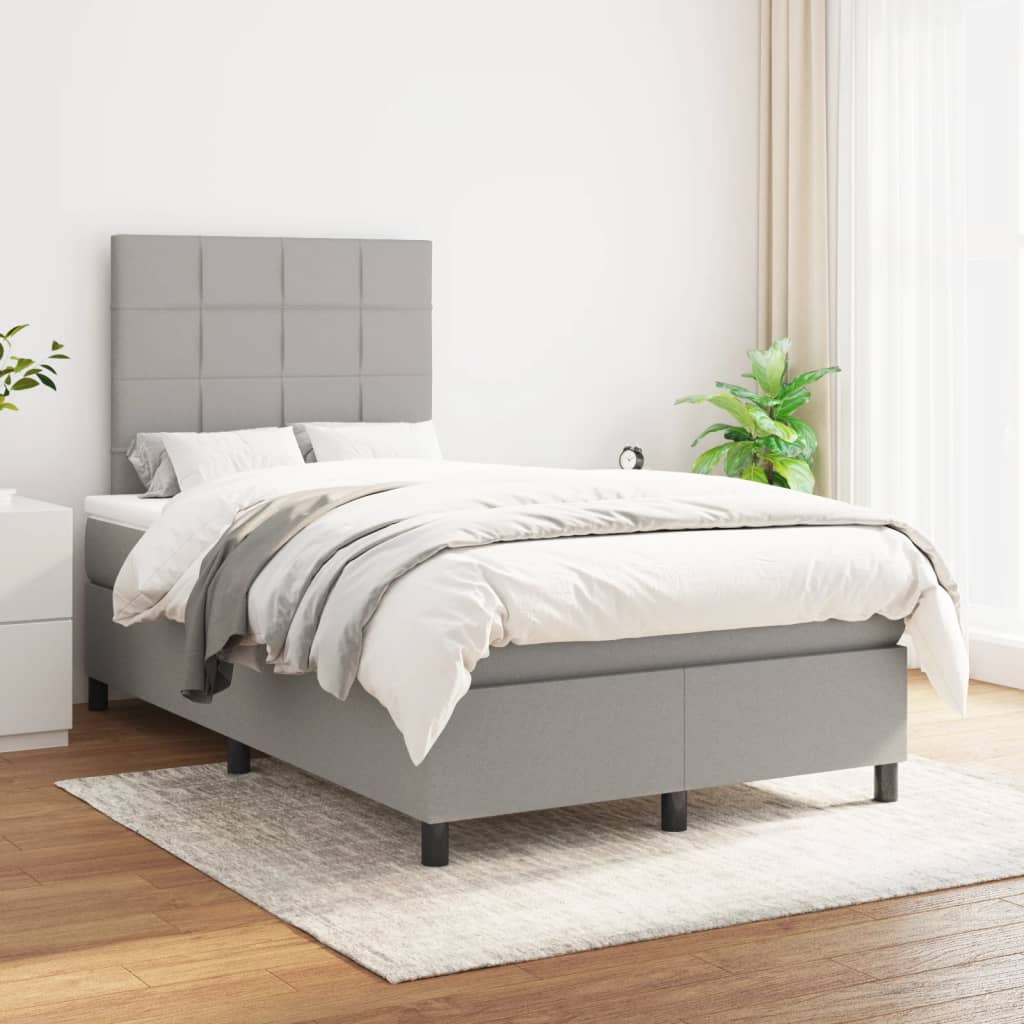Boxspringbett Mit Matratze Stoff Hellgrau