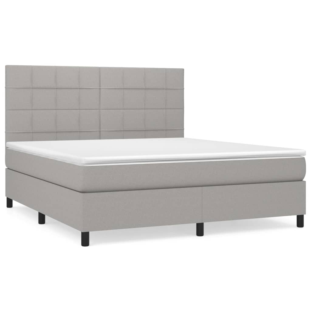 Boxspringbett Mit Matratze Stoff Hellgrau