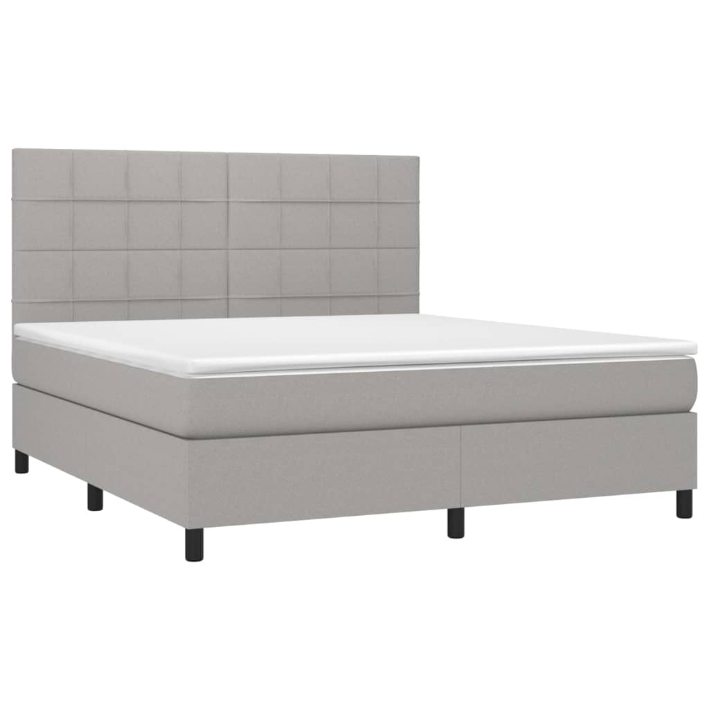 Boxspringbett Mit Matratze Stoff Hellgrau