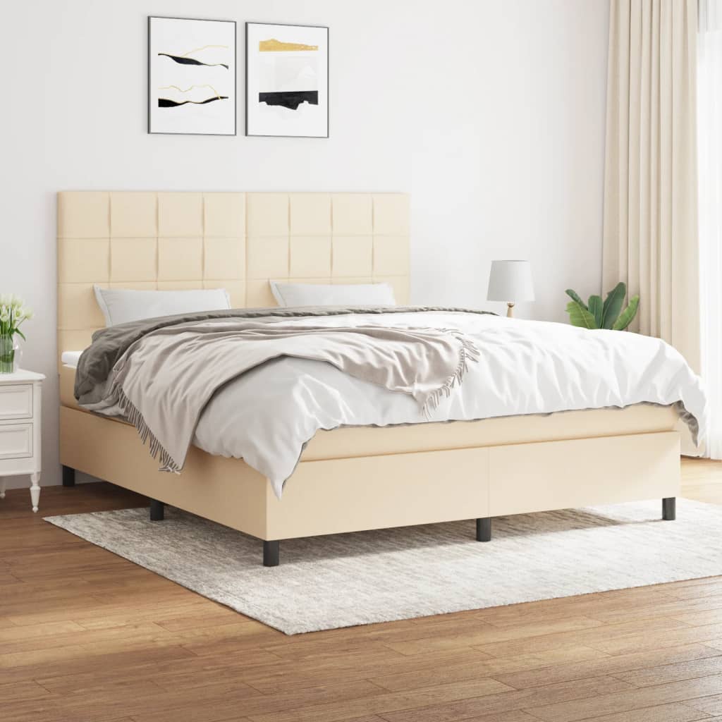 Boxspringbett Mit Matratze Stoff Creme