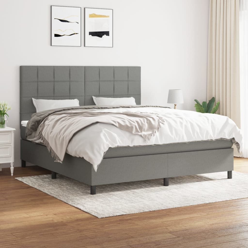 Boxspringbett Mit Matratze Stoff Dunkelgrau