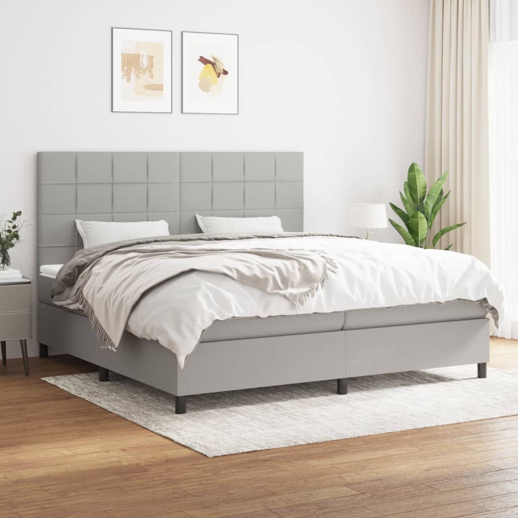 Boxspringbett Mit Matratze Stoff Hellgrau