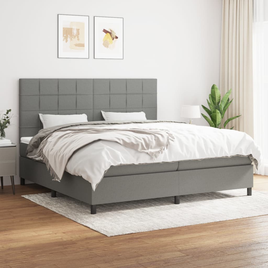Boxspringbett Mit Matratze Stoff Dunkelgrau