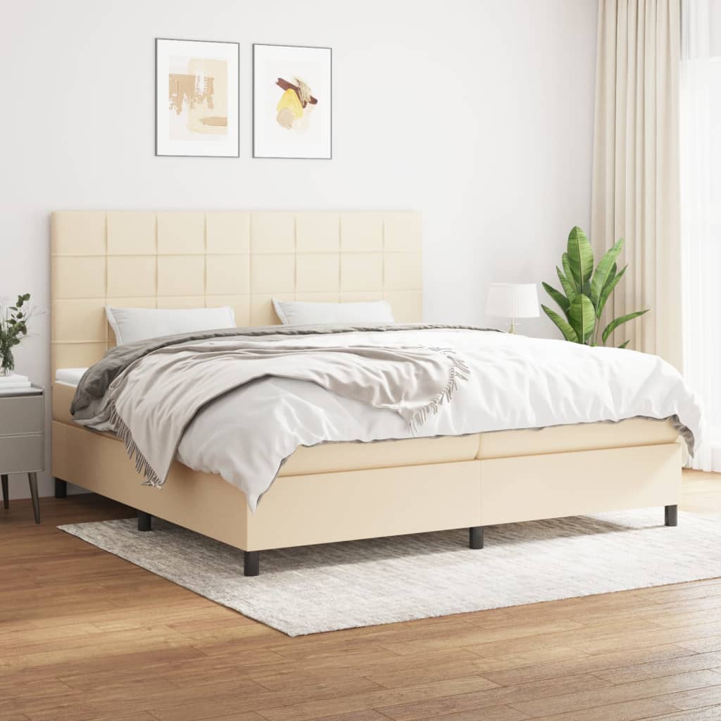 Boxspringbett Mit Matratze Stoff Creme