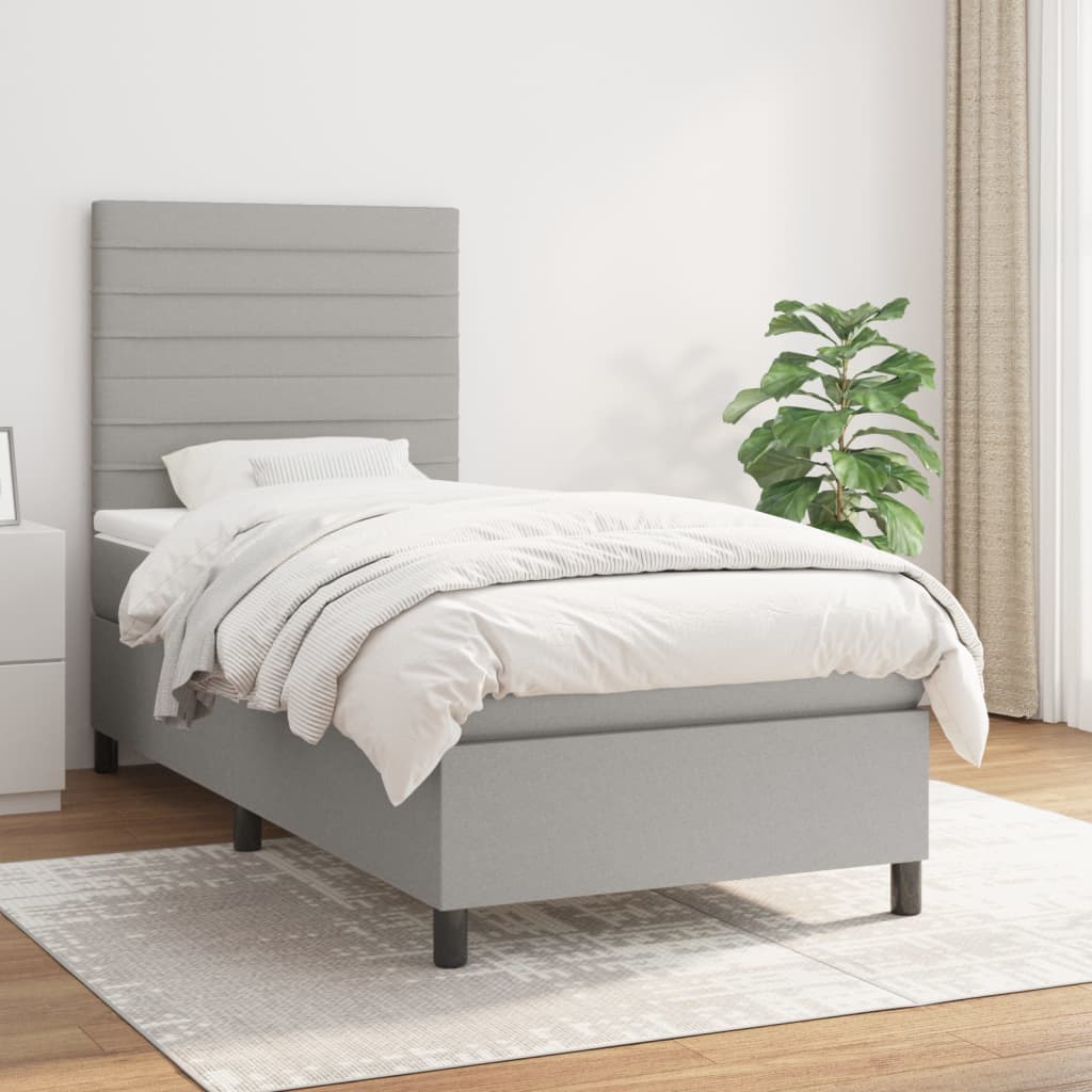 Boxspringbett Mit Matratze Stoff Hellgrau