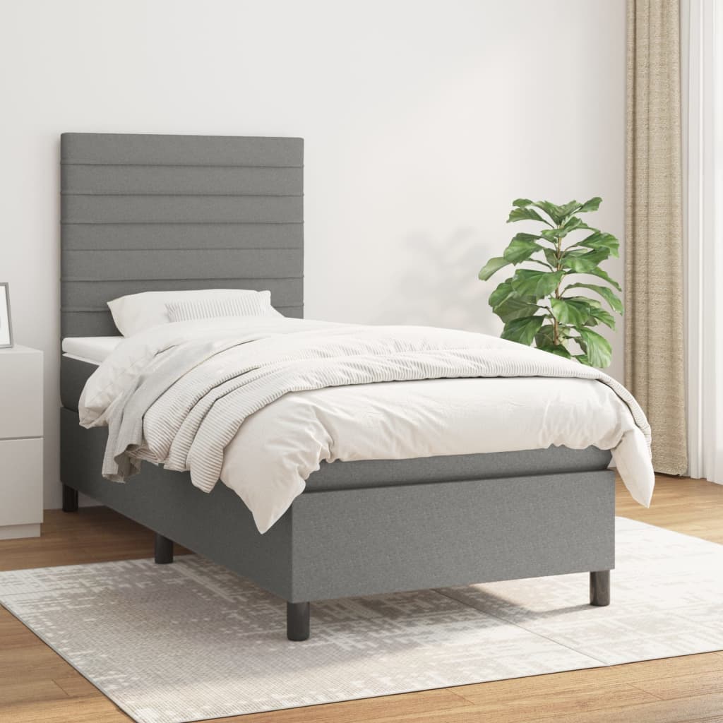 Boxspringbett Mit Matratze Stoff Dunkelgrau