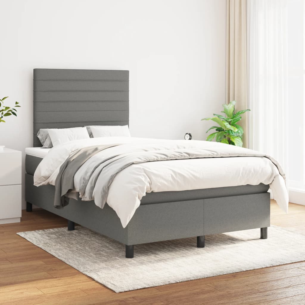 Boxspringbett Mit Matratze Stoff Dunkelgrau