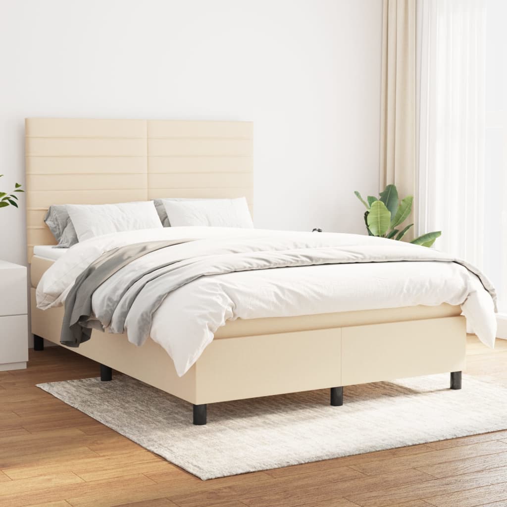 Boxspringbett Mit Matratze Stoff Creme