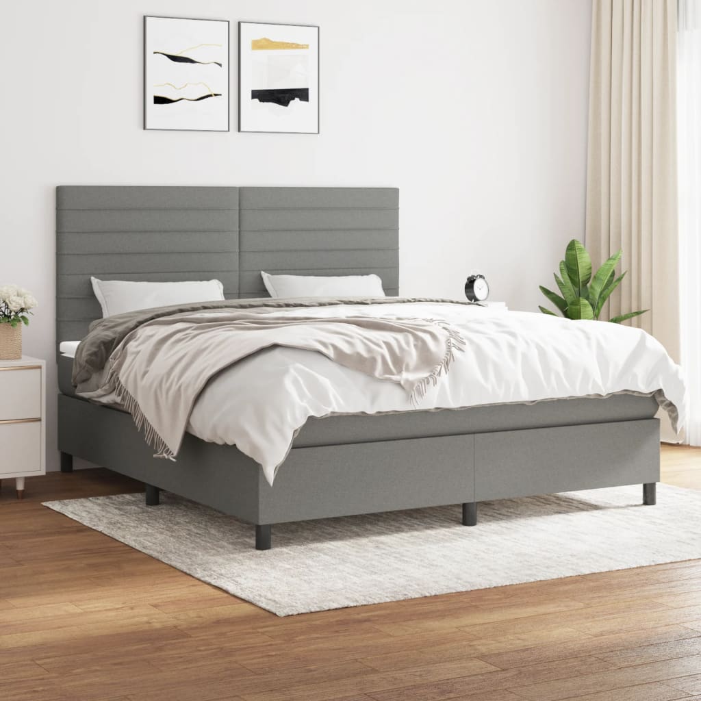Boxspringbett Mit Matratze Stoff Dunkelgrau