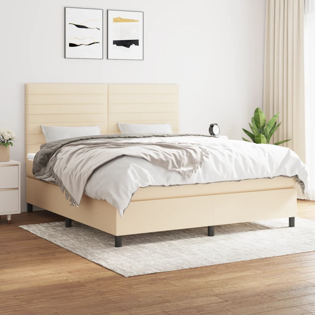 Boxspringbett Mit Matratze Stoff Creme