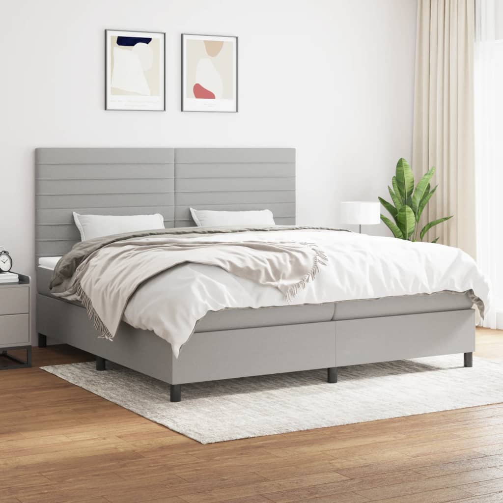 Boxspringbett Mit Matratze Stoff Hellgrau