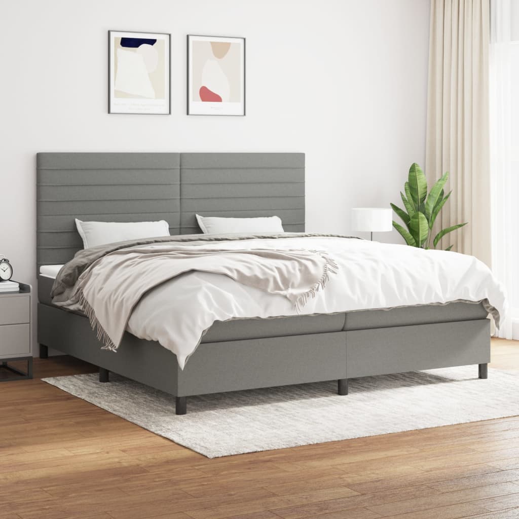 Boxspringbett Mit Matratze Stoff Dunkelgrau