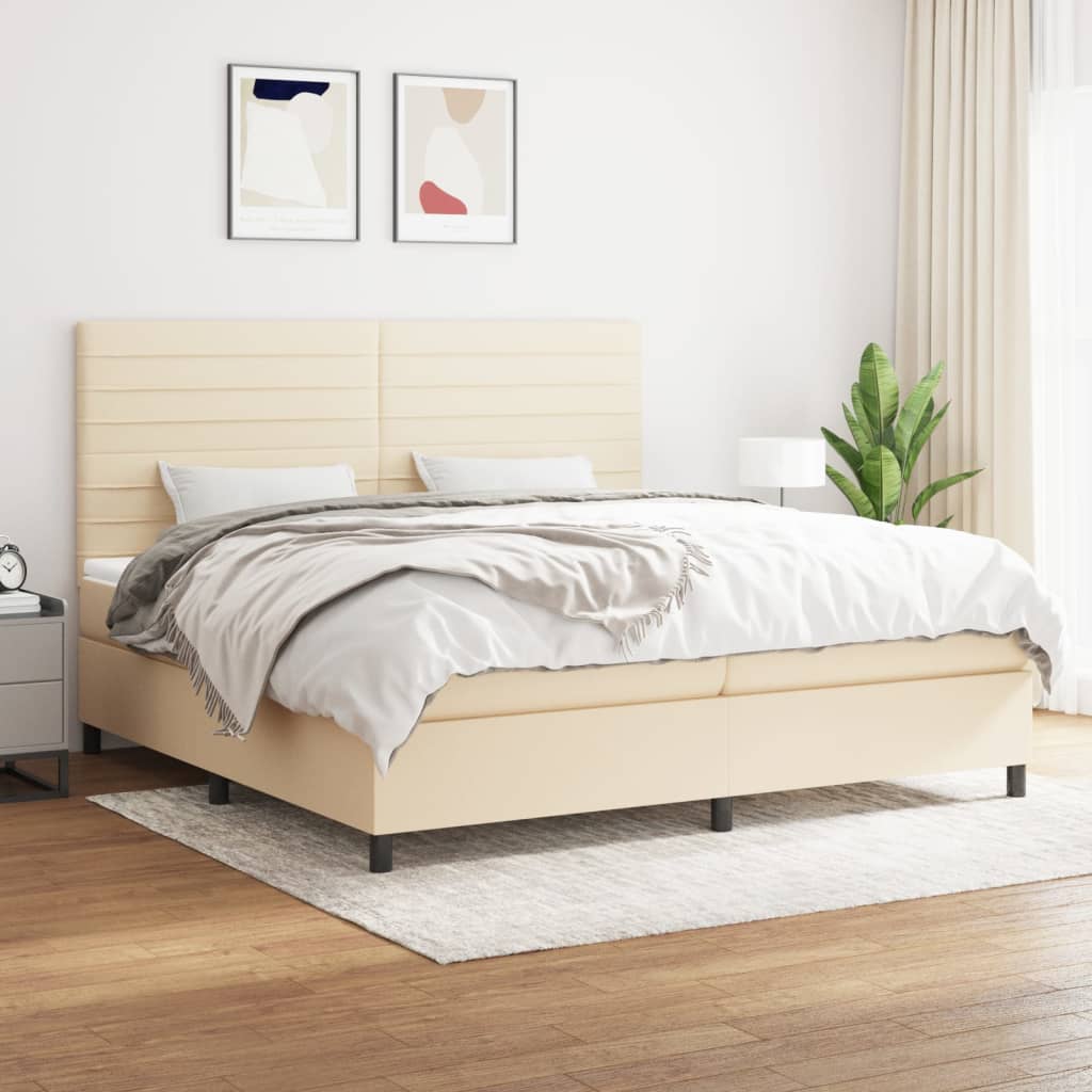 Boxspringbett Mit Matratze Stoff Creme