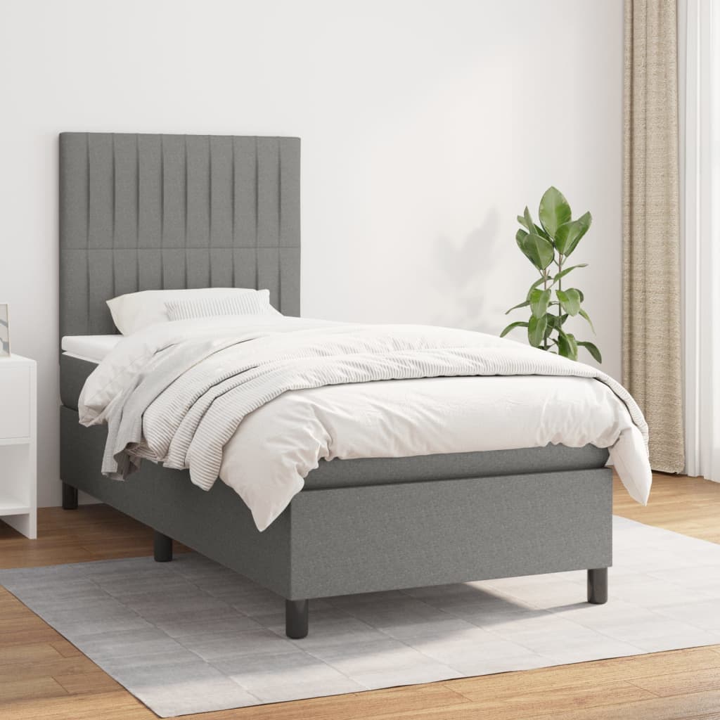 Boxspringbett Mit Matratze Stoff Dunkelgrau