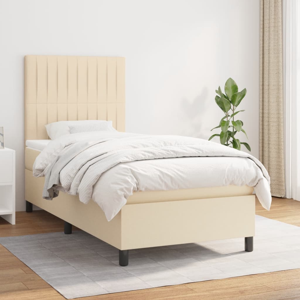 Boxspringbett Mit Matratze Stoff Creme