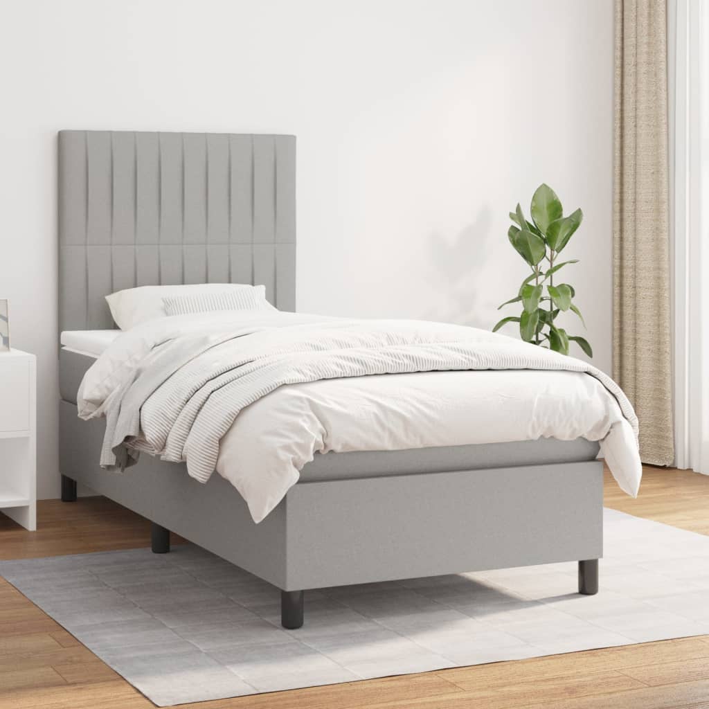 Boxspringbett Mit Matratze Stoff Hellgrau