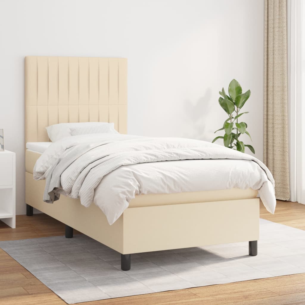 Boxspringbett Mit Matratze Stoff Creme