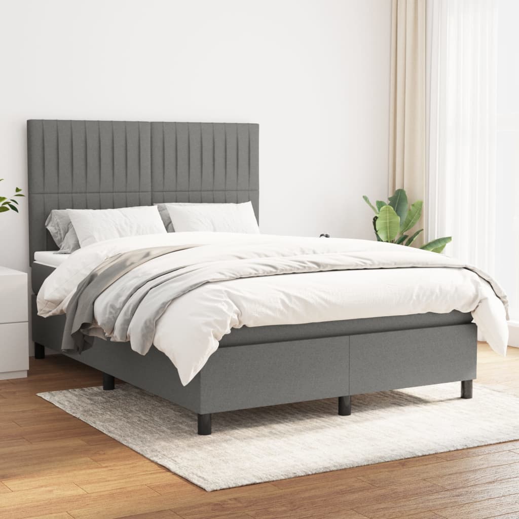 Boxspringbett Mit Matratze Stoff Dunkelgrau
