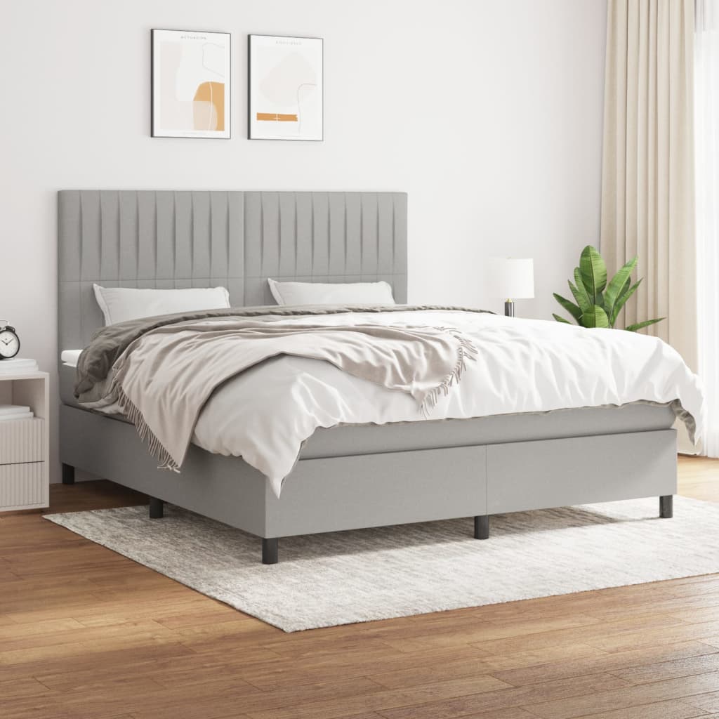 Boxspringbett Mit Matratze Stoff Hellgrau
