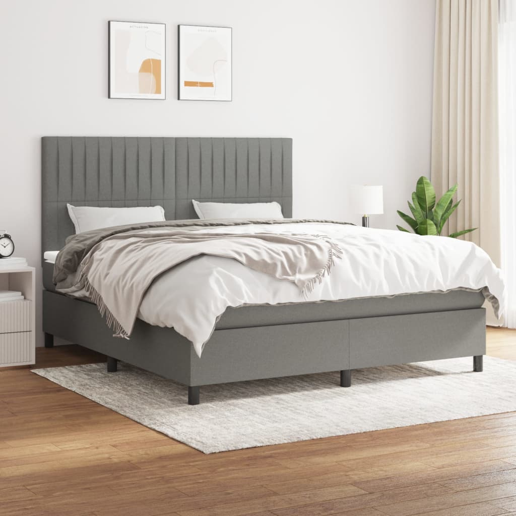 Boxspringbett Mit Matratze Stoff Dunkelgrau