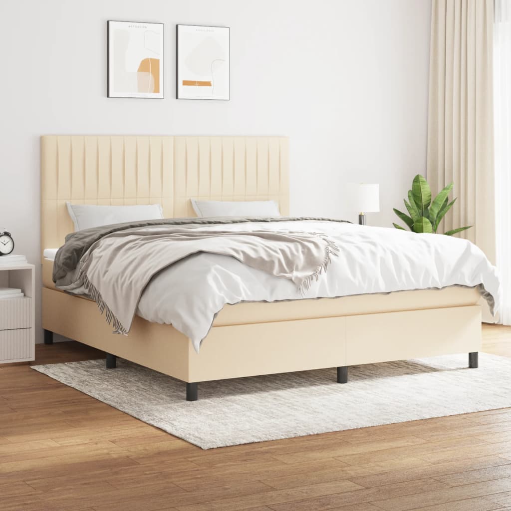 Boxspringbett Mit Matratze Stoff Creme