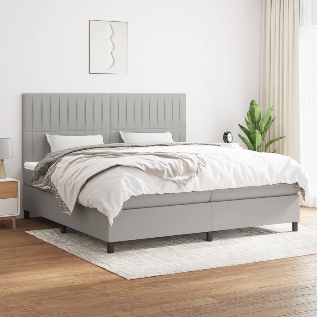 Boxspringbett Mit Matratze Stoff Hellgrau