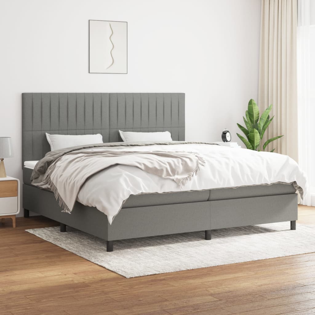 Boxspringbett Mit Matratze Stoff Dunkelgrau