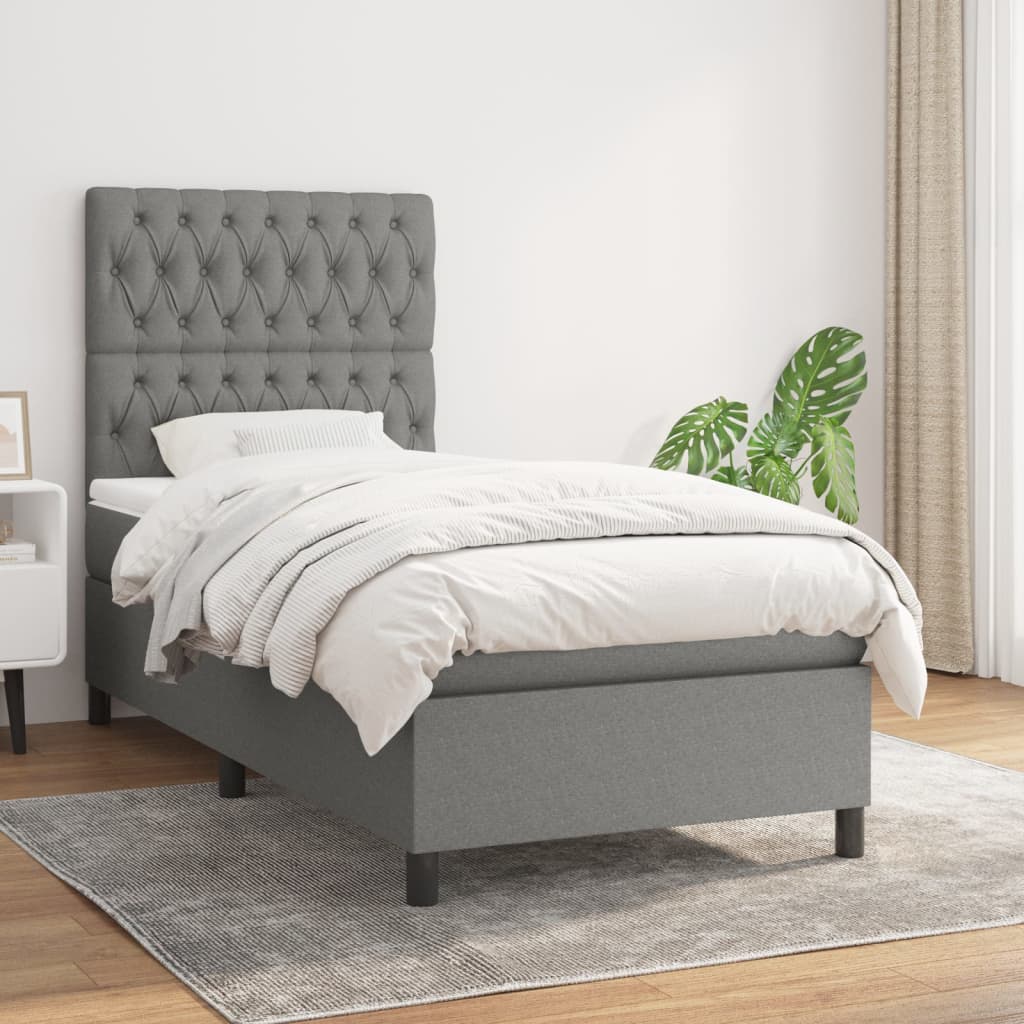Boxspringbett Mit Matratze Stoff Dunkelgrau