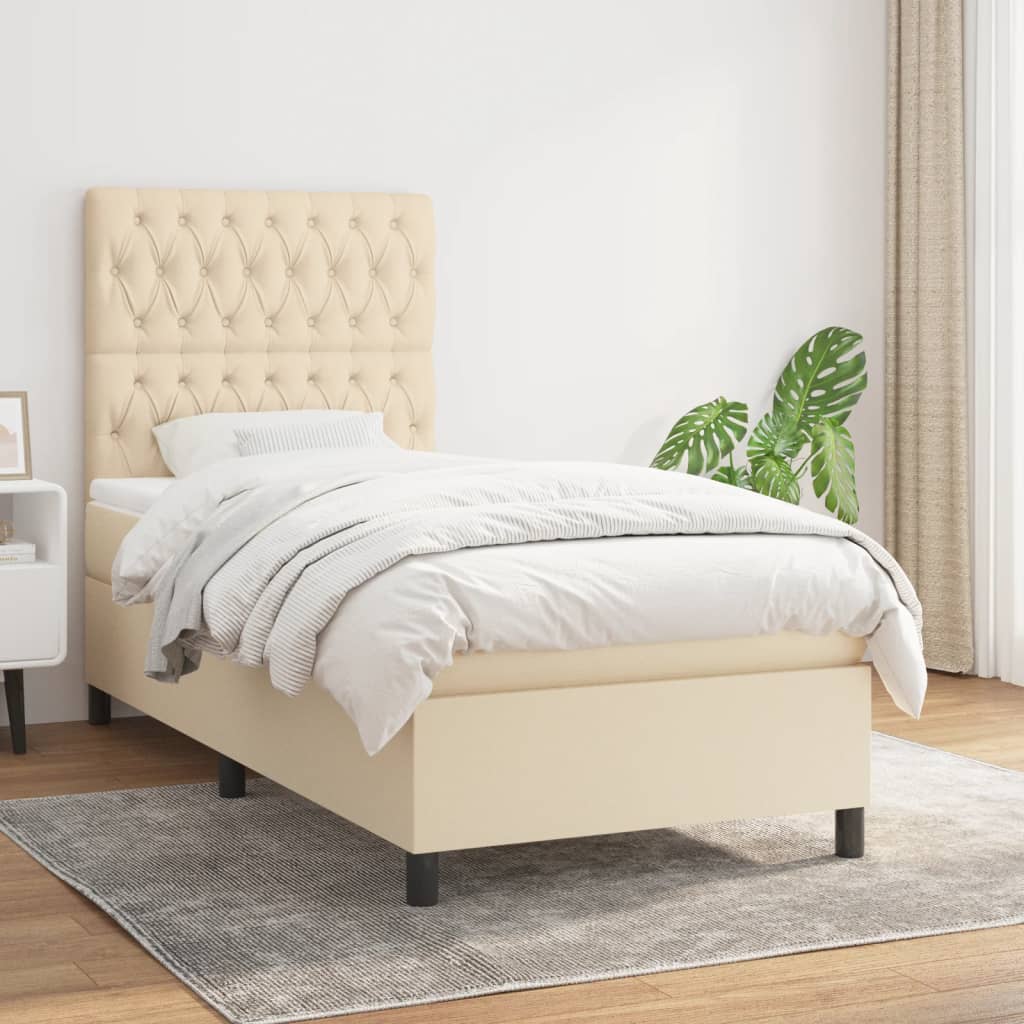 Boxspringbett Mit Matratze Stoff Creme
