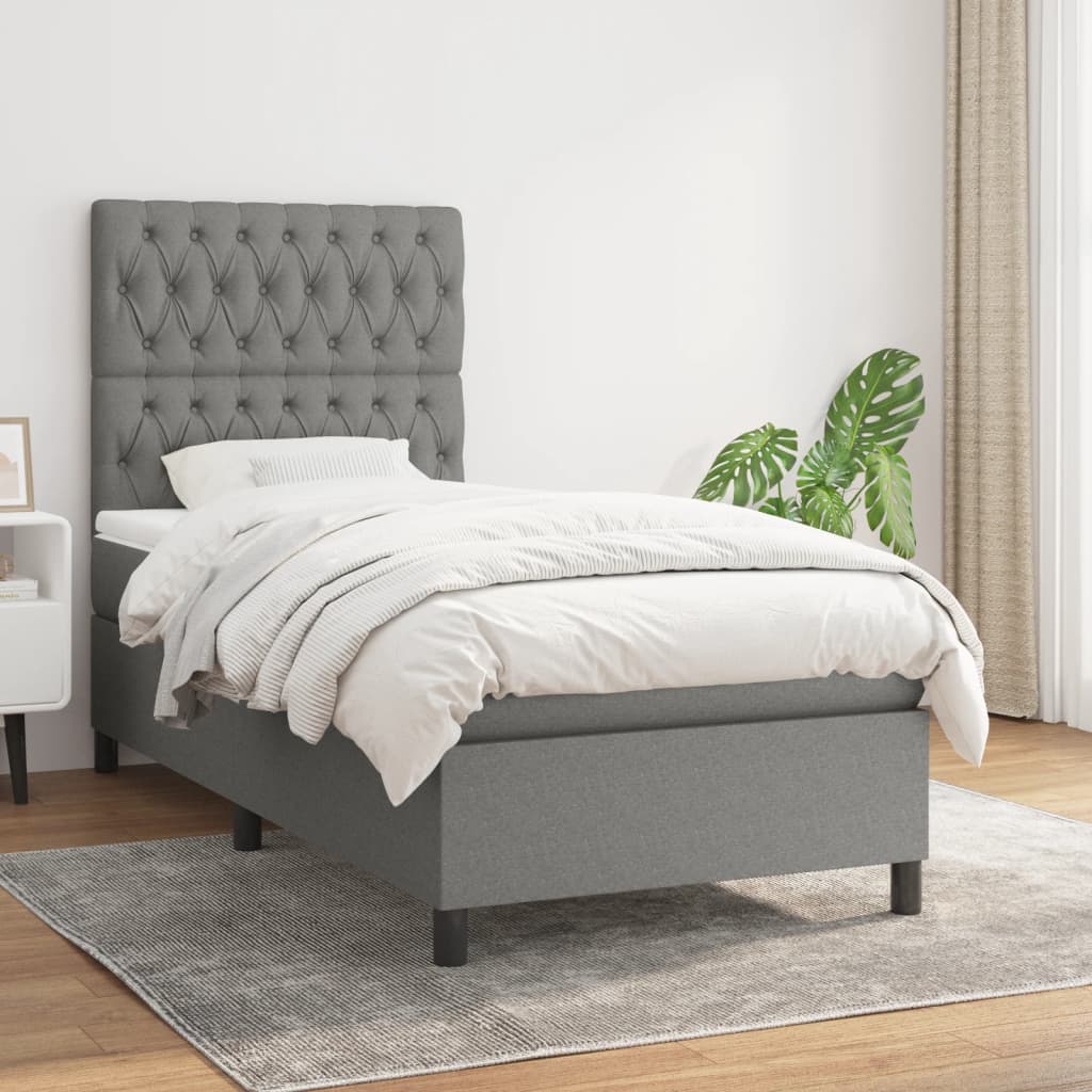 Boxspringbett Mit Matratze Stoff Dunkelgrau