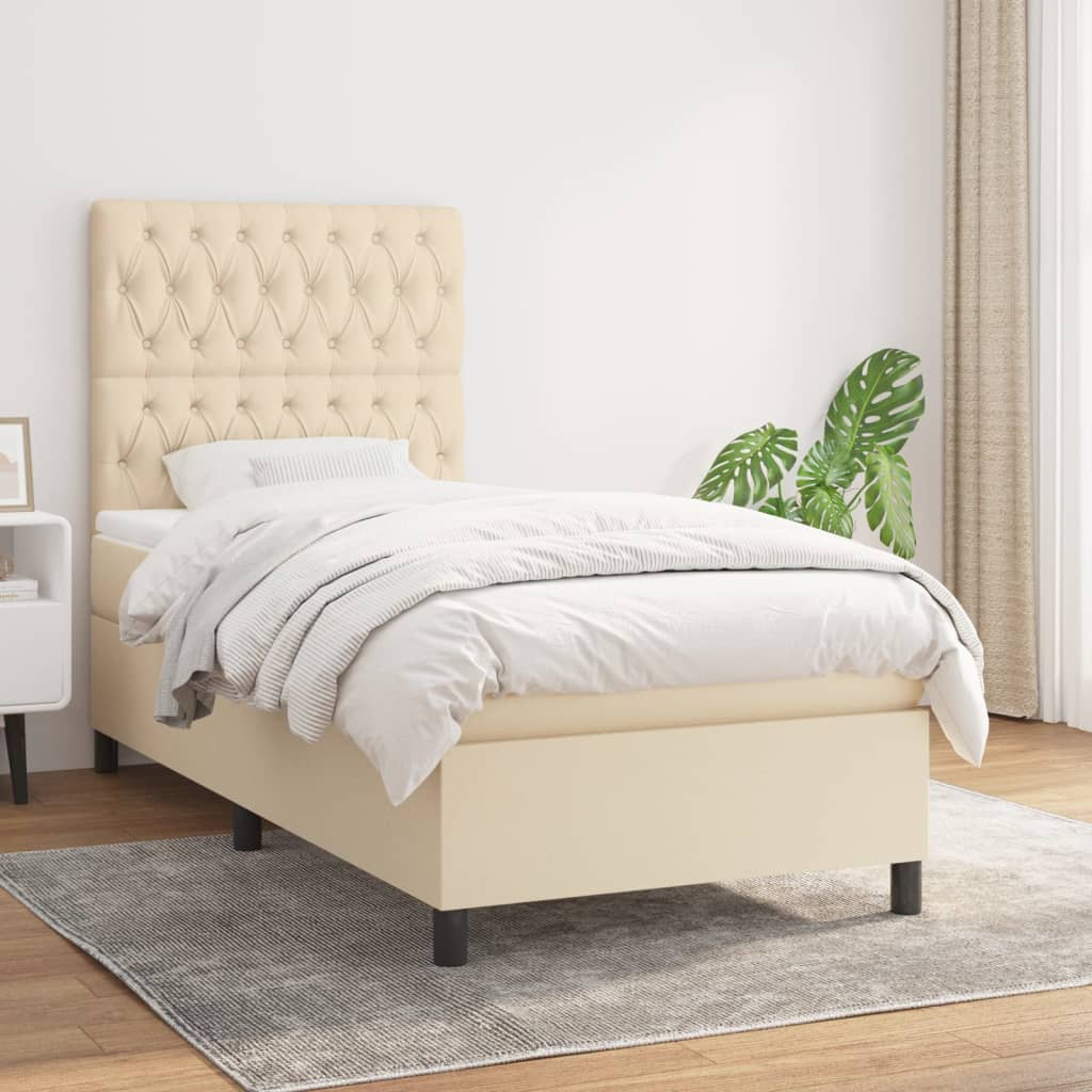 Boxspringbett Mit Matratze Stoff Creme
