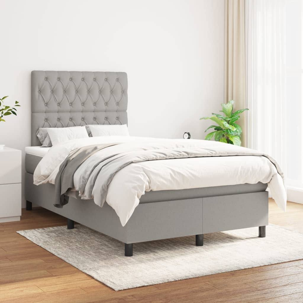 Boxspringbett Mit Matratze Stoff Hellgrau
