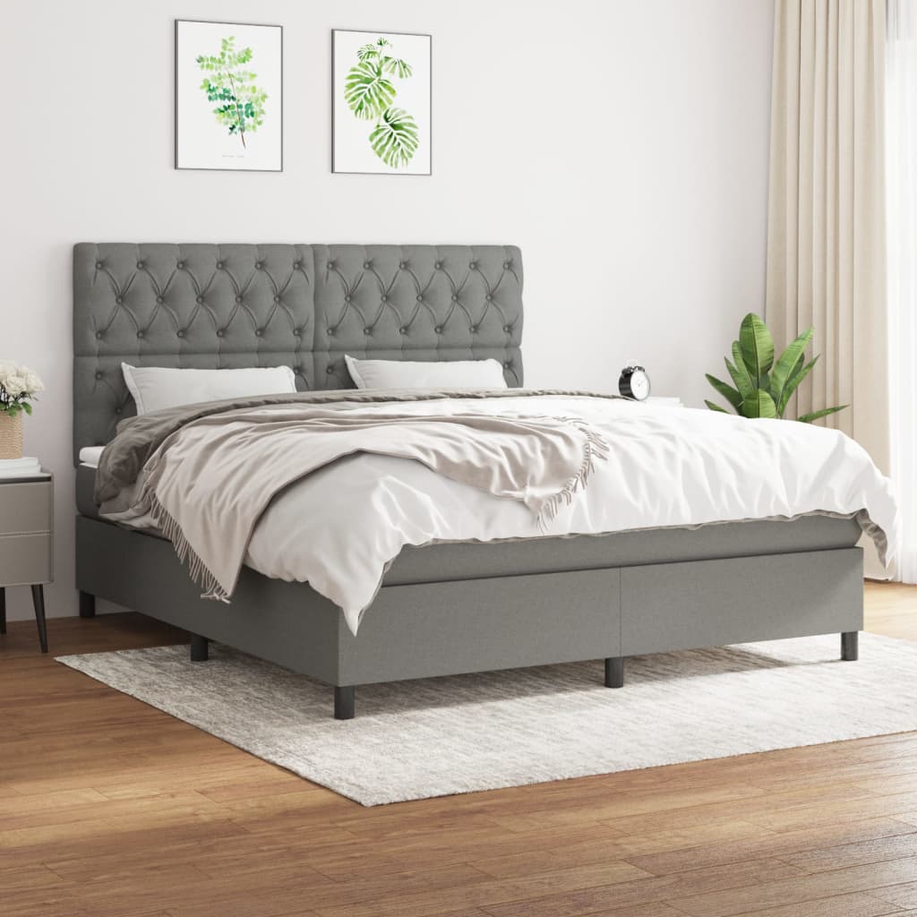 Boxspringbett Mit Matratze Stoff Dunkelgrau