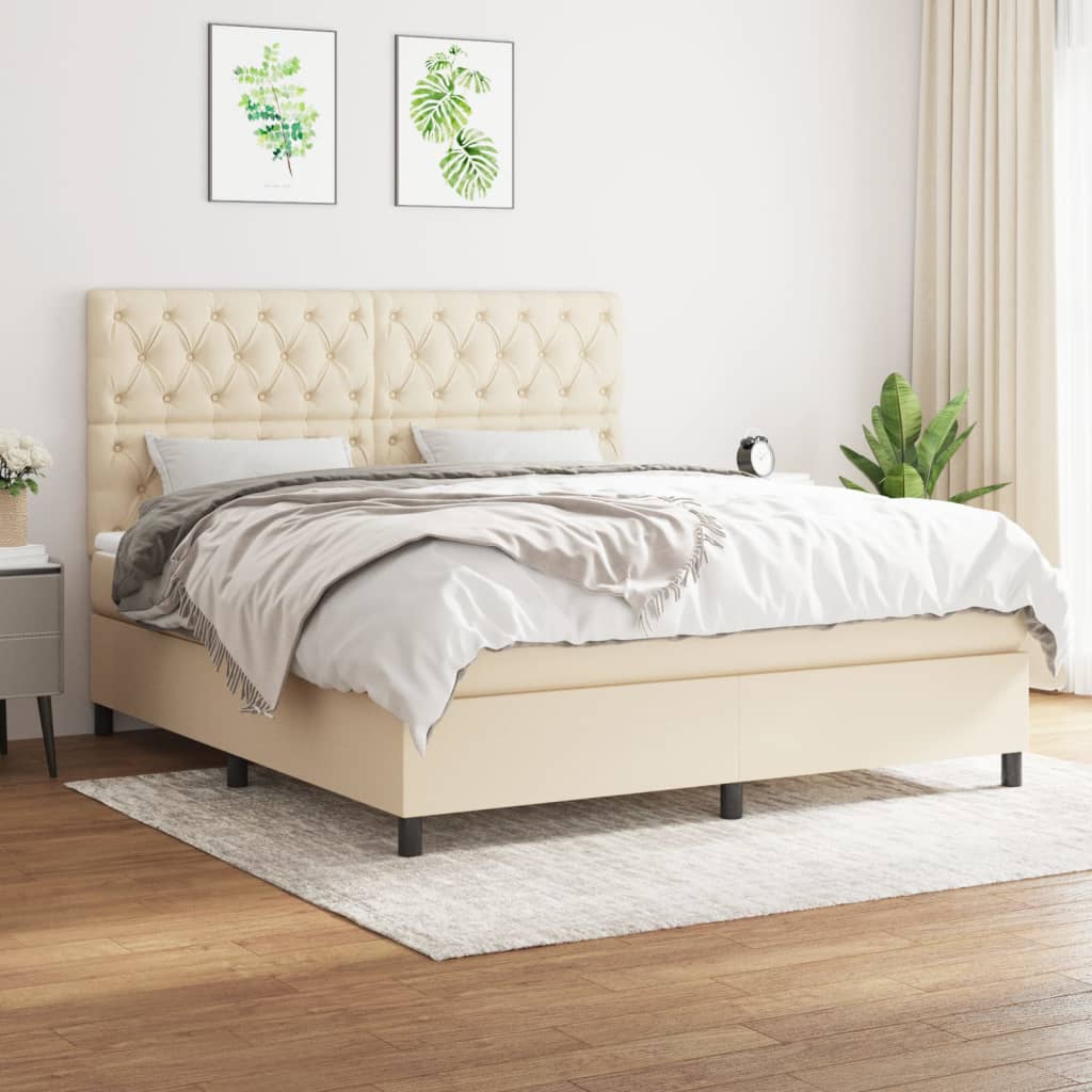 Boxspringbett Mit Matratze Stoff Creme