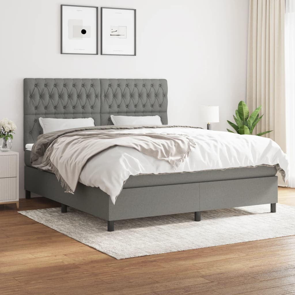 Boxspringbett Mit Matratze Stoff Dunkelgrau