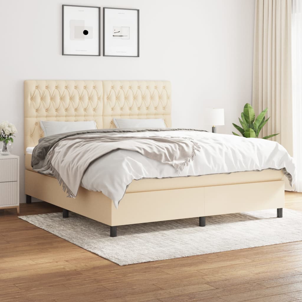 Boxspringbett Mit Matratze Stoff Creme