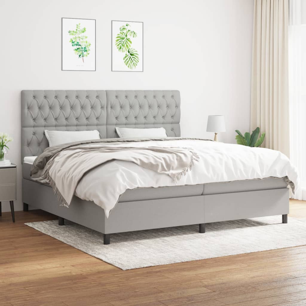 Boxspringbett Mit Matratze Stoff Hellgrau