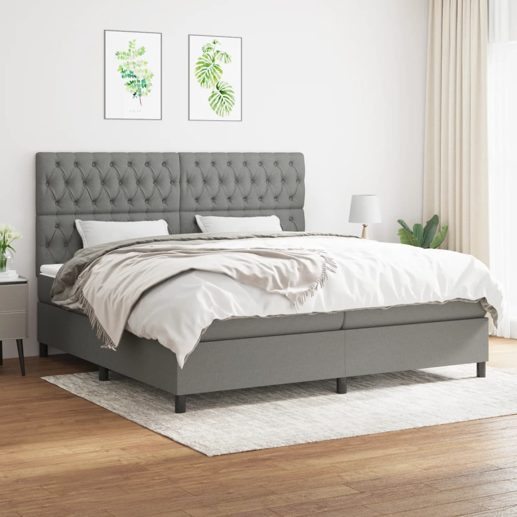 Boxspringbett Mit Matratze Stoff Dunkelgrau