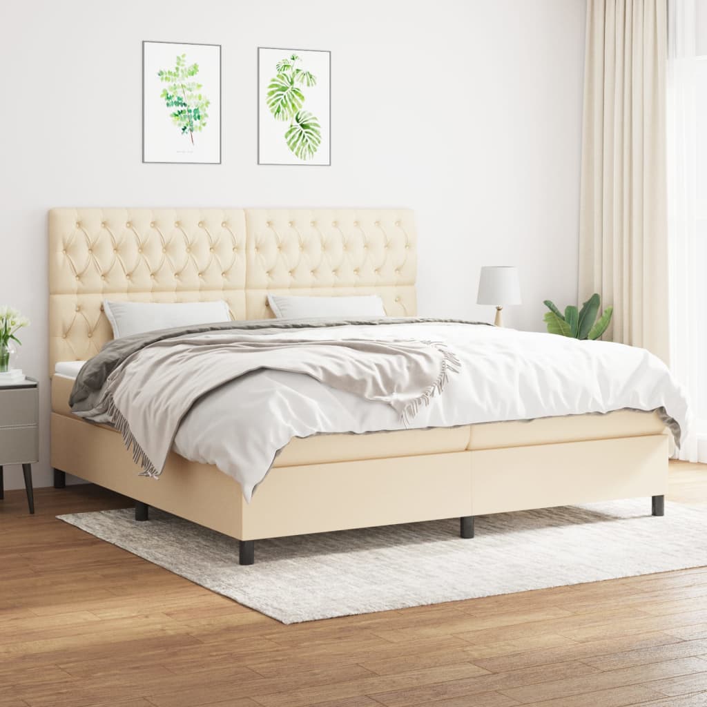 Boxspringbett Mit Matratze Stoff Creme