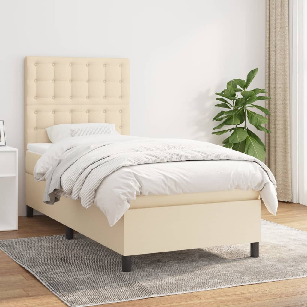 Boxspringbett Mit Matratze Stoff Creme