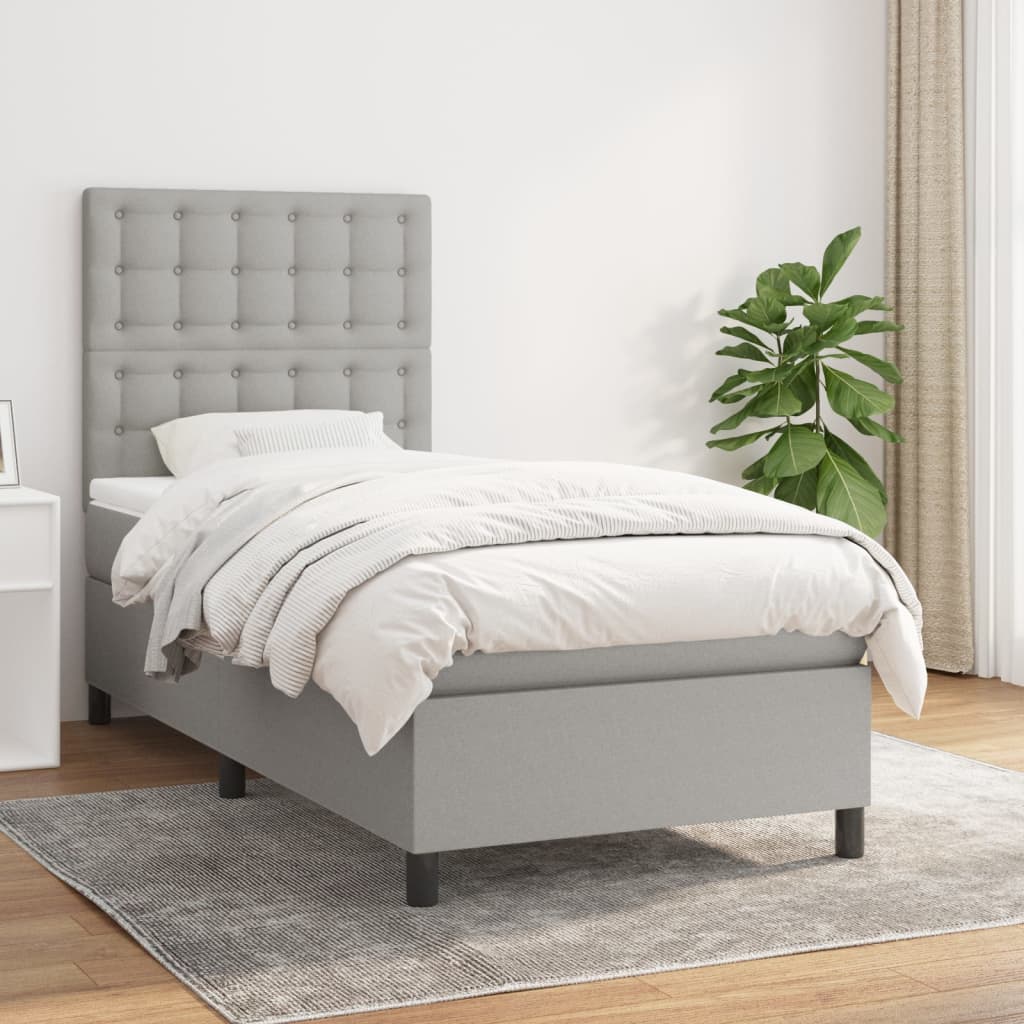 Boxspringbett Mit Matratze Stoff Hellgrau