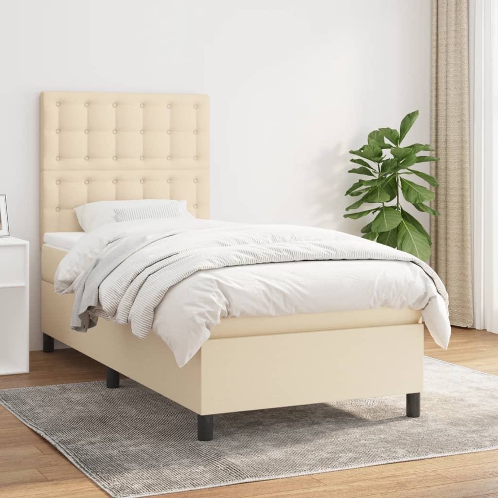 Boxspringbett Mit Matratze Stoff Creme