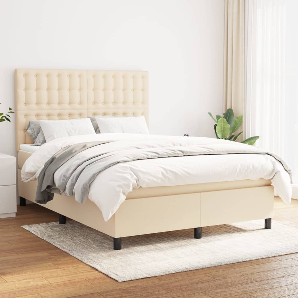 Boxspringbett Mit Matratze Stoff Creme