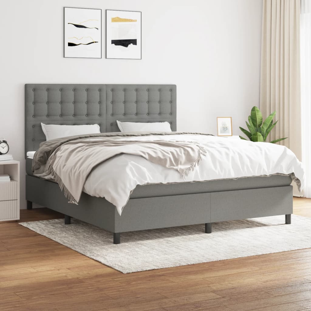 Boxspringbett Mit Matratze Stoff Dunkelgrau